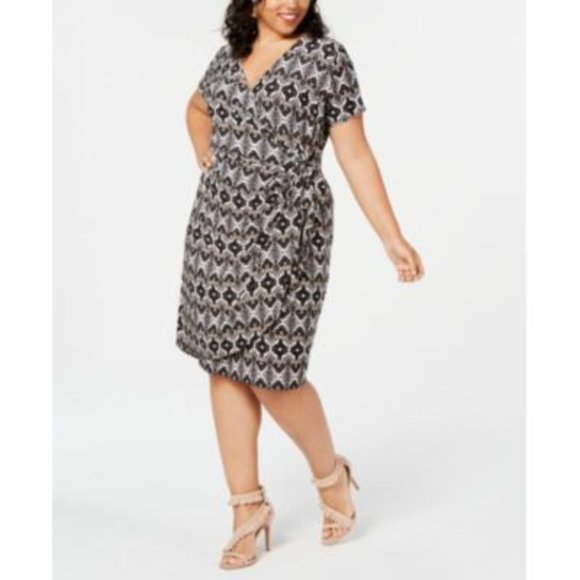 NWT INC Black Tan Wrap Dress - Picture 4 of 4